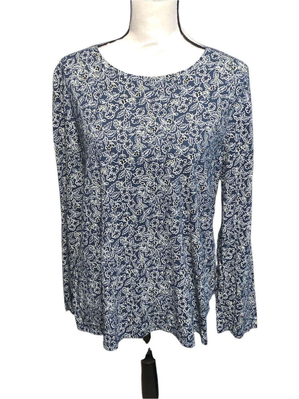 Dip Women's XL Navy Blue Floral Long-Sleeve Shirt NWOT